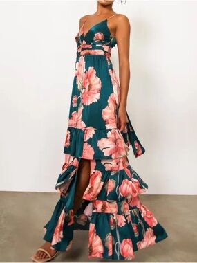 hutch lisa maxi dress Hutch Green Abstract Lisa Maxi Dress with Fabric Pull